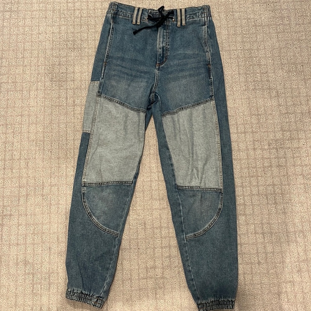 BDG PATCHWORK DENIM PANTS Elastic Waist Pull-On with Velcro